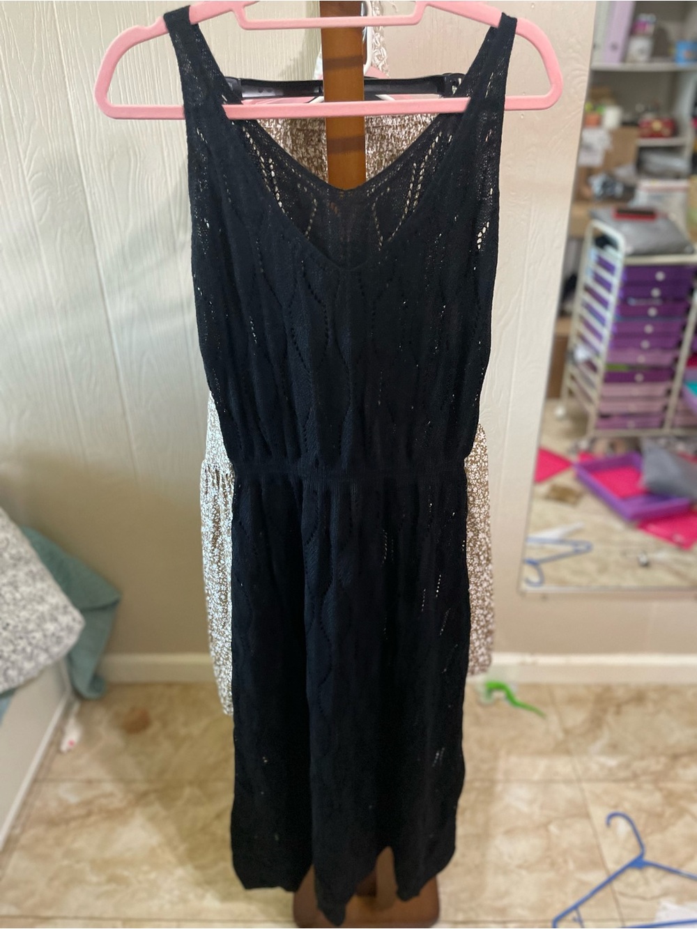 Black Knit Sleeveless Midi Dress